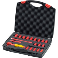 Wiha Ratschenschlüssel-Set isoliert, 1/4", Steckschlüssel rot/gelb, 21-teilig, inkl. Koffer