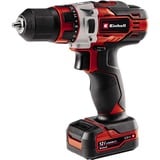 Einhell Akku-Bohrschrauber TE-CD 12/1 Li, 12Volt rot/schwarz, Li-Ionen Akku 2Ah