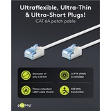 goobay Ultraflexibles Cat.6a Patchkabel slim, U/UTP weiß, 2 Meter, extrakurze Stecker