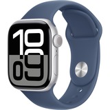 Apple Watch Series 10, Smartwatch silber, Aluminium, 42 mm, Sportarmband Denim S/M