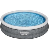 Bestway Fast Set Aufstellpool-Set, Ø 366cm x 76cm, Schwimmbad schiefer, mit Filterpumpe