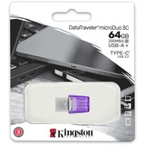 Kingston DataTraveler microDuo 3C 64 GB, USB-Stick violett/transparent, USB-A 3.2 Gen 1, USB-C 3.2 Gen 1