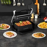 Tefal OptiGrill+ Snacking & Baking GC714D, Kontaktgrill silber/schwarz, 2.000 Watt, mit Backschale