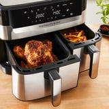 Tefal Doppel-Heißluftfritteuse Dual Easy Fry & Grill edelstahl/schwarz, 2.700 Watt, 2 Körbe 5,2 Liter + 3,1 Liter	