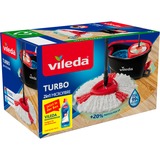 Vileda Wischmop Turbo 2in1 Microfibre Komplett Set, Bodenwischer schwarz/rot, inkl. 750ml Vileda Bodenreiniger