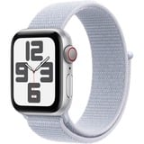 Apple Watch SE, Smartwatch silber, Aluminium, 40 mm, Sport Loop blaue Wolke, Cellular