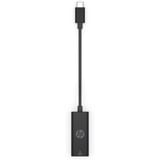 HP USB Adapter, USB-C Stecker > RJ-45 Buchse schwarz, 10cm, Gigabit LAN 10/100/1.000 Mbit/s