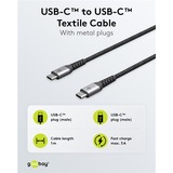 goobay USB-C Schnellladegerät Nano, PD, GaN, 65 Watt, USB-C Textilkabel schwarz, 1x USB-A, 2x USB-C PD, Quick Charge 3.0, 1 Meter Kabel