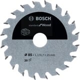 Bosch Kreissägeblatt Standard for Wood, Ø 85mm, 20Z Bohrung 15mm, für Akku-Handkreissägen