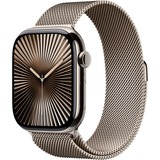 Apple Watch Series 10, Smartwatch Titan Natur, Titangehäuse, 46 mm, Milanaise Armband natur M/L, Cellular