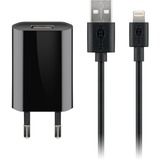 goobay Apple Lightning Ladeset 5 Watt, Ladegerät schwarz, 1 Meter Kabel