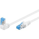 goobay Patchkabel Cat.6a S/FTP (PiMF), 1x 90° gewinkelt weiß, 1 Meter, doppelt geschirmt