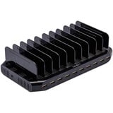 Lindy 10 Port USB-Ladestation schwarz, gleichzeitiges Laden von bis zu 10 Tablets und/oder Smartphones