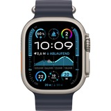 Apple Watch Ultra 2, Smartwatch grau, 49 mm, Ocean Armband Marine, Titangehäuse, Cellular