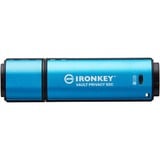 Kingston IronKey Vault Privacy 50 8 GB, USB-Stick hellblau/schwarz, USB-C 3.2 Gen 1