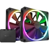 NZXT F140 RGB DUO Twin 140x140x25, Gehäuselüfter schwarz, 2er Pack, inkl. RGB-Controller, 140 mm