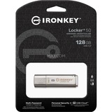 Kingston IronKey Locker+ 50 128 GB, USB-Stick aluminium, USB-A 3.2 Gen 1