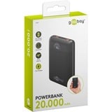 goobay Powerbank Kompakt 20.000 mAh schwarz, 20 Ah, 1x USB-A, 1x USB-C, Power Delivery, Quick Charge