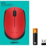 Logitech M171 Wireless, Maus rot, 3 Tasten, für Links- und Rechtshänder, kompatibel mit PC/Mac