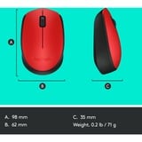 Logitech M171 Wireless, Maus rot, 3 Tasten, für Links- und Rechtshänder, kompatibel mit PC/Mac