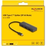 DeLOCK USB-C > 3x HDMI Splitter MST 4K 60Hz schwarz, 15cm