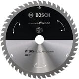 Bosch Kreissägeblatt Standard for Wood, Ø 165mm, 48Z Bohrung 20mm, für Akku-Handkreissägen