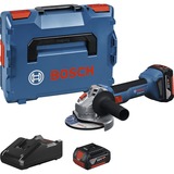 Bosch Akku-Winkelschleifer GWS 18V-8 Professional, 18Volt blau/schwarz, 2x Li-Ionen Akku 5,0Ah, in L-BOXX