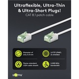 goobay Ultraflexibles Cat.8.1 Patchkabel slim, U/FTP weiß, 0,5 Meter, extrakurze Stecker