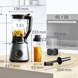 Bosch Serie 4 Standmixer VitaPower MMB6177S silber/schwarz, 1.200 Watt, 1,5 Liter, mit Zerkleinerer und ToGo Mixbecher