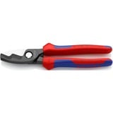 KNIPEX Kabelschere mit Doppelschneide 95 12 200 , Schneid-Zange rot/blau, Länge 200mm, für Cu- und Al-Kabel