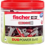 fischer Dübel DUOPOWER 8x40, wiederverschließbare Dose hellgrau/rot, 80 Stück