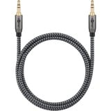 goobay Plus Audio Verbindungskabel AUX 3,5mm stereo schwarz/silber, 0,5 Meter