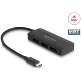 DeLOCK USB-C > 3x DisplayPort Splitter MST 4K 60Hz schwarz, 15cm