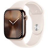 Apple Watch Series 10, Smartwatch gold, Titangehäuse, 46 mm, Sportarmband Polarstern M/L, Cellular