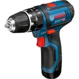 Bosch Akku-Schlagbohrschrauber GSB 12V-15 Professional, 12 Volt, Schlagbohrmaschine blau/schwarz, 2x Li-Ionen Akku 2,0Ah