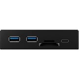 ICY BOX IB-HUB1417-i3, Frontpanel schwarz, 1x USB Type-C, 2x USB Type-A, Kartenleser