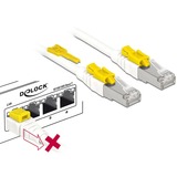 DeLOCK Kabel RJ45 Secure Cat.6A weiß, 2 Meter, verriegelbar, LSOH Halogenfrei