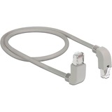 DeLOCK Patchkabel RJ45 Cat.6a S/FTP grau, 50cm, gewinkelte Stecker 1x oben, 1x unten