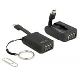 DeLOCK USB Adapter, USB-C Stecker > VGA Buchse schwarz, Schlüsselanhänger, Stecker einklappbar