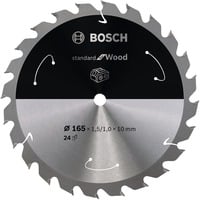 Bosch Kreissägeblatt Standard for Wood, Ø 165mm, 24Z Bohrung 10mm, für Akku-Handkreissägen