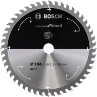 Bosch Kreissägeblatt Standard for Wood, Ø 184mm, 48Z Bohrung 20mm, für Akku-Handkreissägen