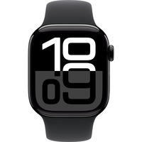 Apple Watch Series 10, Smartwatch schwarz (glänzend), Aluminium, 42 mm, Sportarmband schwarz S/M, Cellular