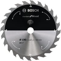 Bosch Kreissägeblatt Standard for Wood, Ø 190mm, 24Z Bohrung 20mm, für Akku-Handkreissägen