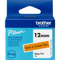 Brother Schriftband Btag-T31 12mm, schwarz auf orange, nicht laminiert