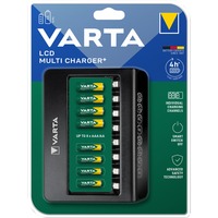 VARTA LCD Multi Charger+, Ladegerät schwarz, Lädt bis zu 8 AA, AAA