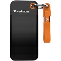 Verbatim Pocket SSD 1 TB, Externe SSD schwarz/orange, USB-C 3.2 Gen 2 (10 Gbit/s), mit Schlüsselring und Kabelhalter