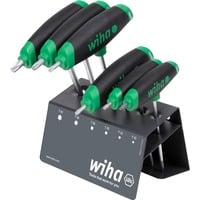 Wiha Stiftschlüssel-Set TORX, mit Quergriff ComfortGrip, Schraubendreher schwarz/rot, 6-teilig mit Seitenabtrieb, mit Werkbankständer