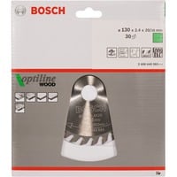 Bosch Kreissägeblatt Optiline Wood, Ø 130mm, 30Z Bohrung 20mm, für Handkreissägen