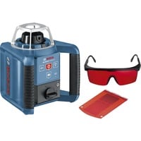 Bosch Rotationslaser GRL 300 HV Professional blau/schwarz, rote Laserlinie und Lotpunkt, mit Halterung, Baustativ, Laser-Empfänger, im Koffer