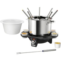 Unold Fondue-Set Elégance silber/schwarz, 1.000 Watt, Edelstahl- und Keramiktopf